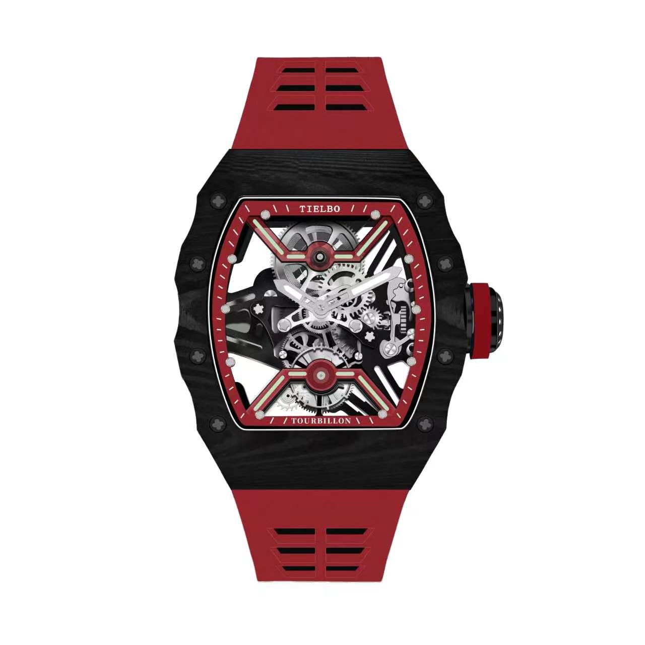 Mecha Carbon Fiber Tourbillon Watch – Skeleton, Luminous, 43×52mm T601
