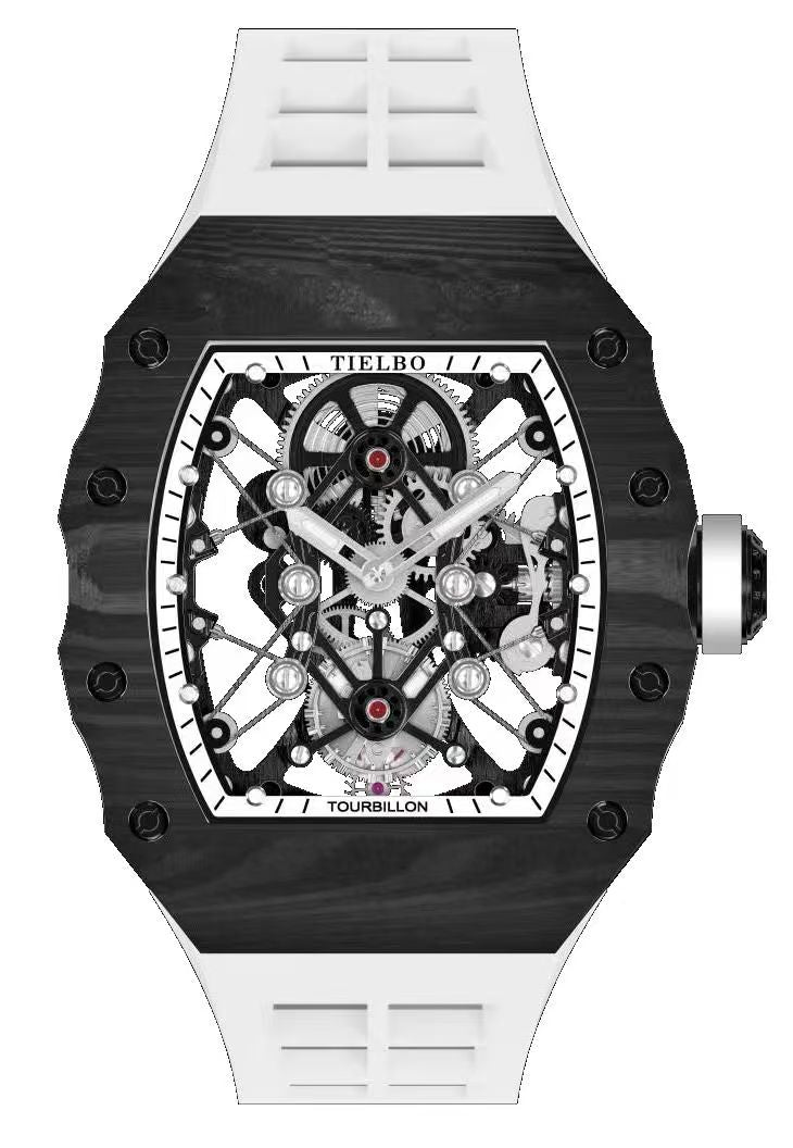 Mecha II Black Tourbillon Watch – Carbon Fiber, Skeleton, 43×52mm T606
