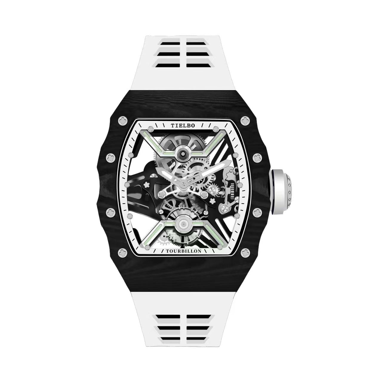 Mecha Carbon Fiber Tourbillon Watch – Skeleton, Luminous, 43×52mm T601