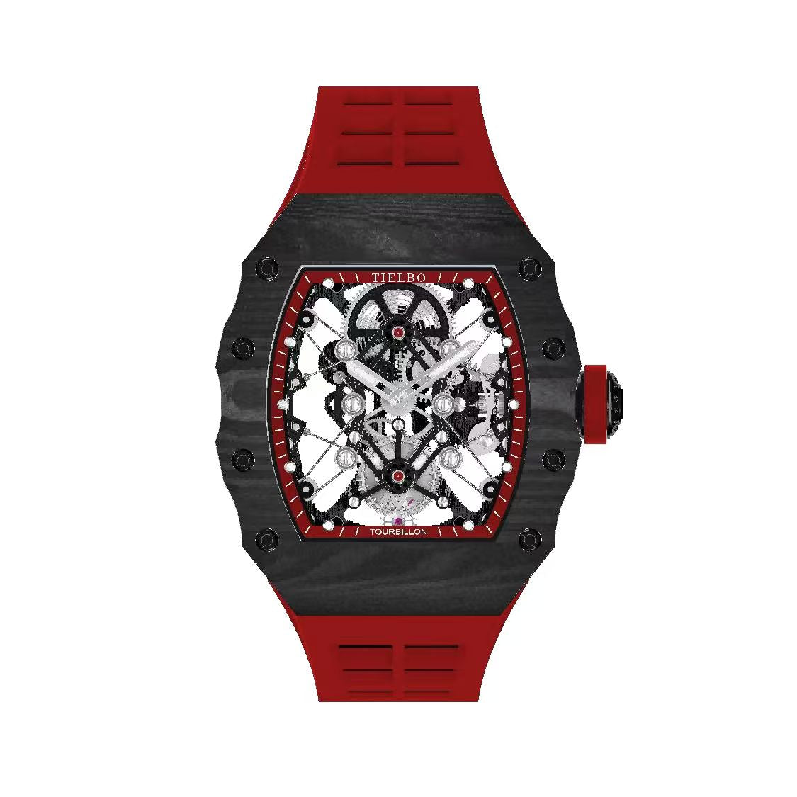Mecha II Black Tourbillon Watch – Carbon Fiber, Skeleton, 43×52mm T606