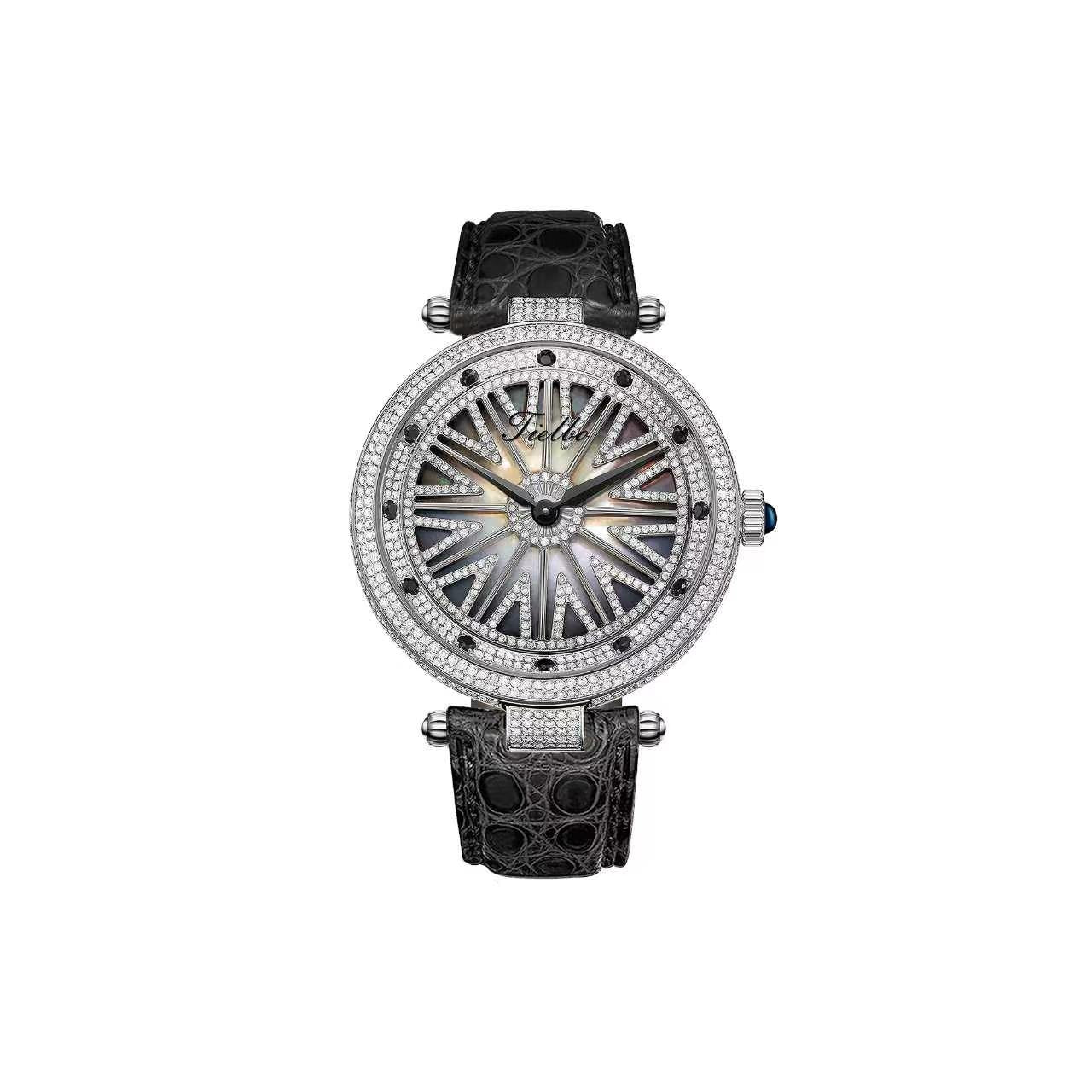 Fortune Flow Watch – Rotating Dial, Iced-Out, 45mm T127M