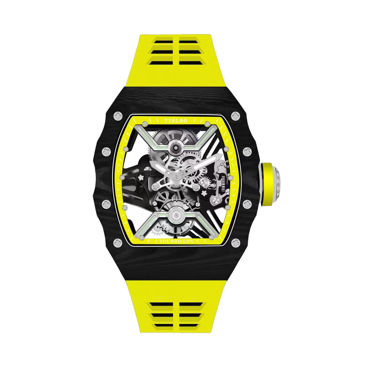 Mecha Carbon Fiber Tourbillon Watch – Skeleton, Luminous, 43×52mm T601