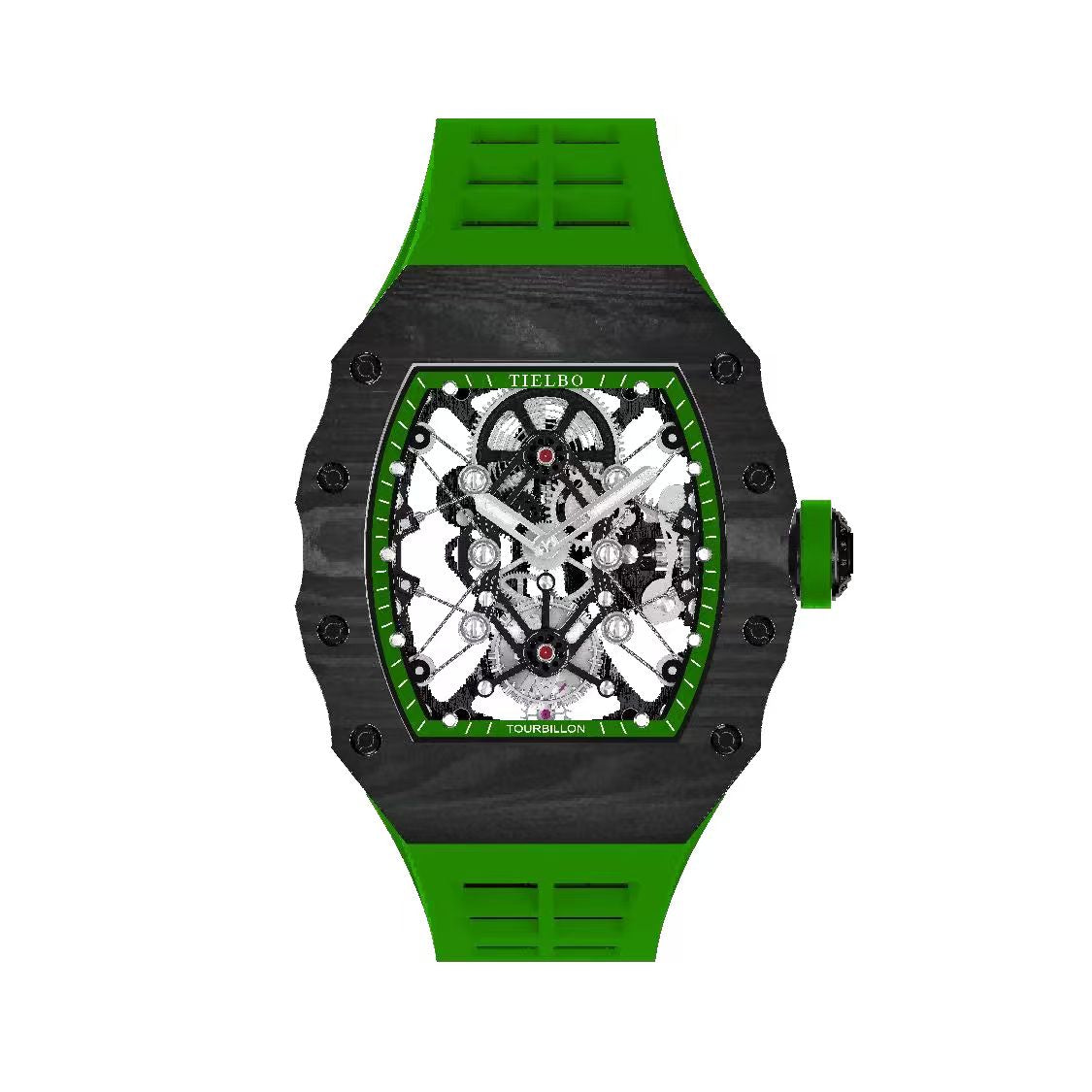 Mecha II Black Tourbillon Watch – Carbon Fiber, Skeleton, 43×52mm T606