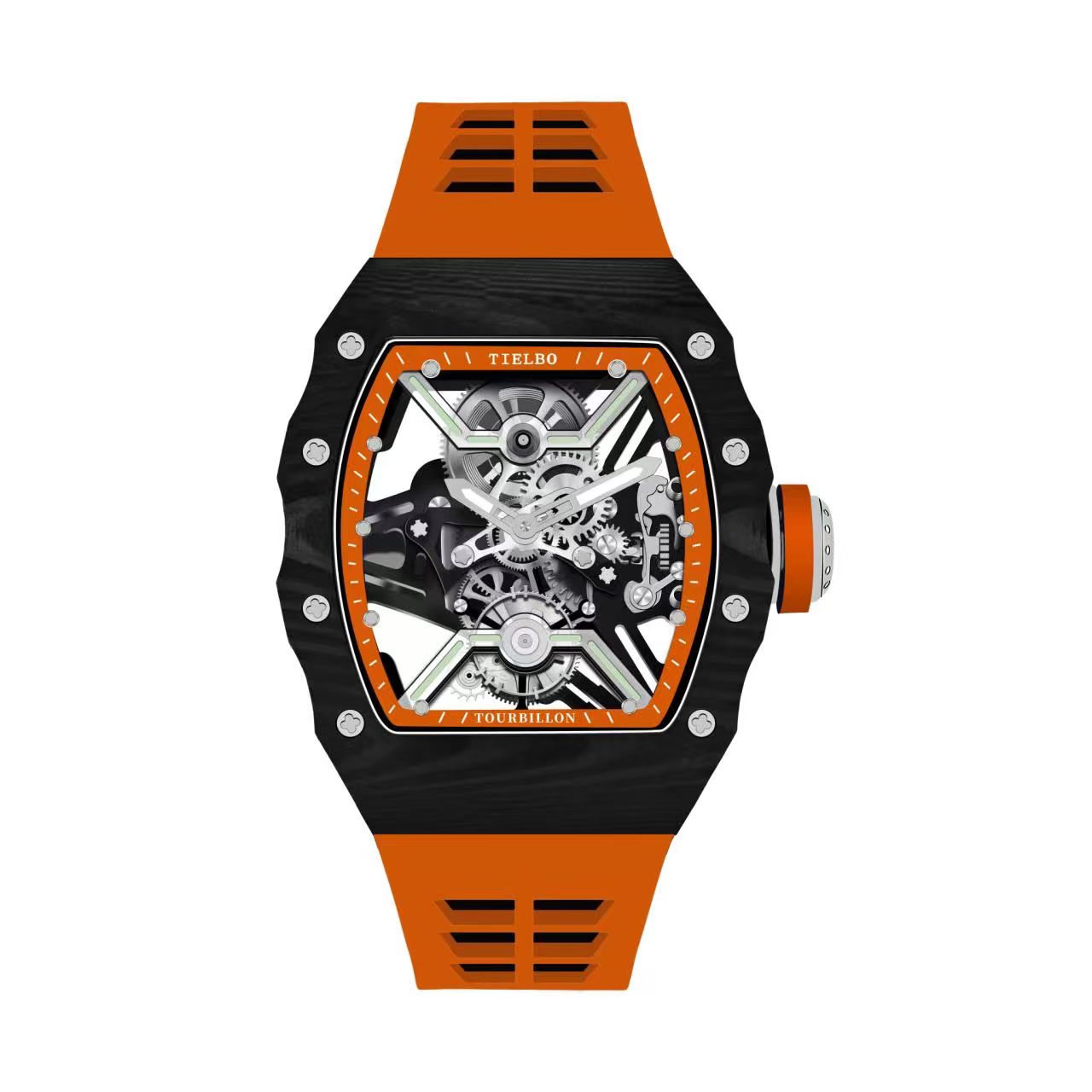 Mecha Carbon Fiber Tourbillon Watch – Skeleton, Luminous, 43×52mm T601
