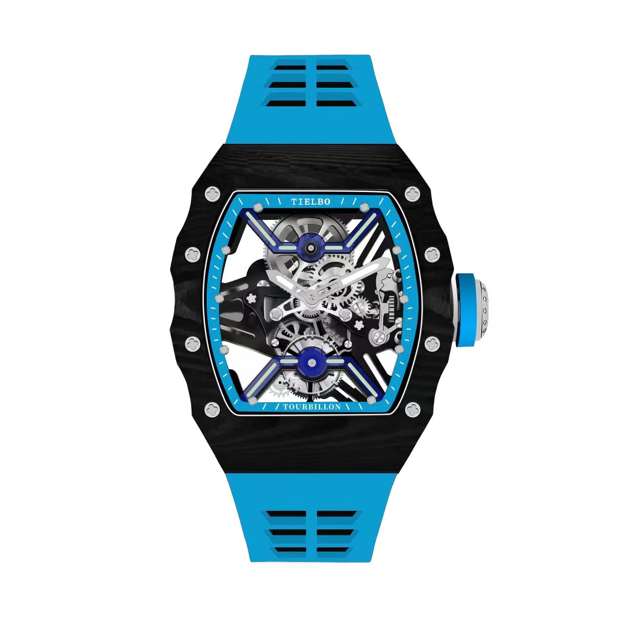 Mecha Carbon Fiber Tourbillon Watch – Skeleton, Luminous, 43×52mm T601