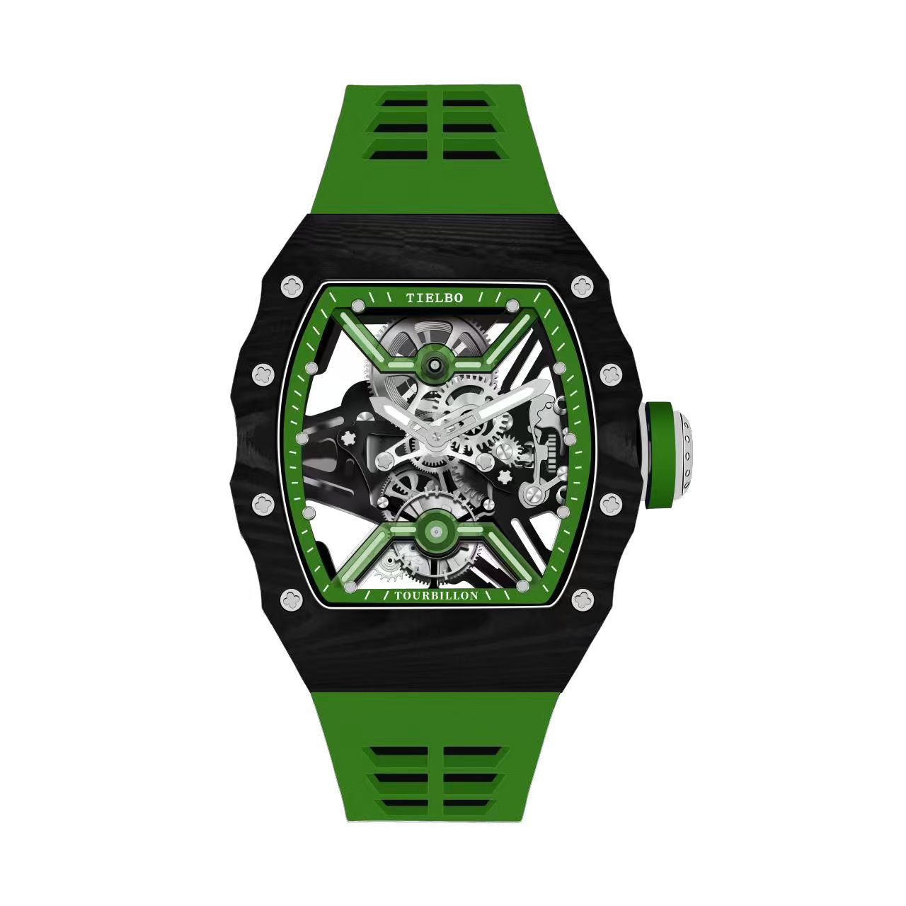 Mecha Carbon Fiber Tourbillon Watch – Skeleton, Luminous, 43×52mm T601