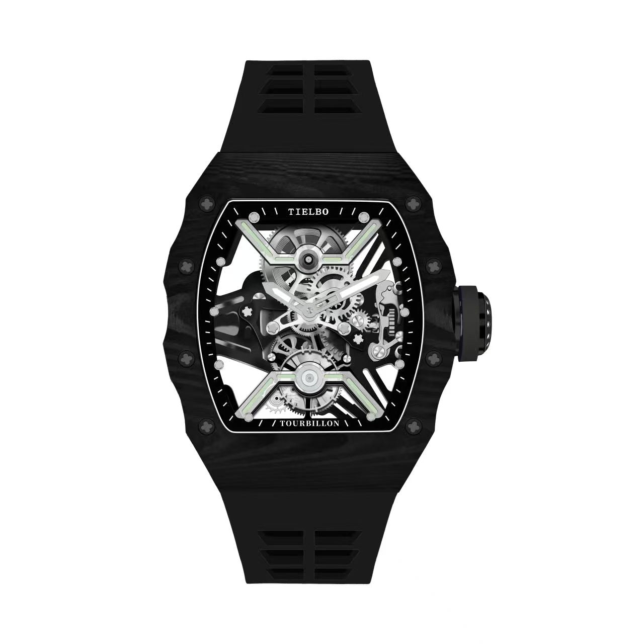 Mecha Carbon Fiber Tourbillon Watch – Skeleton, Luminous, 43×52mm T601